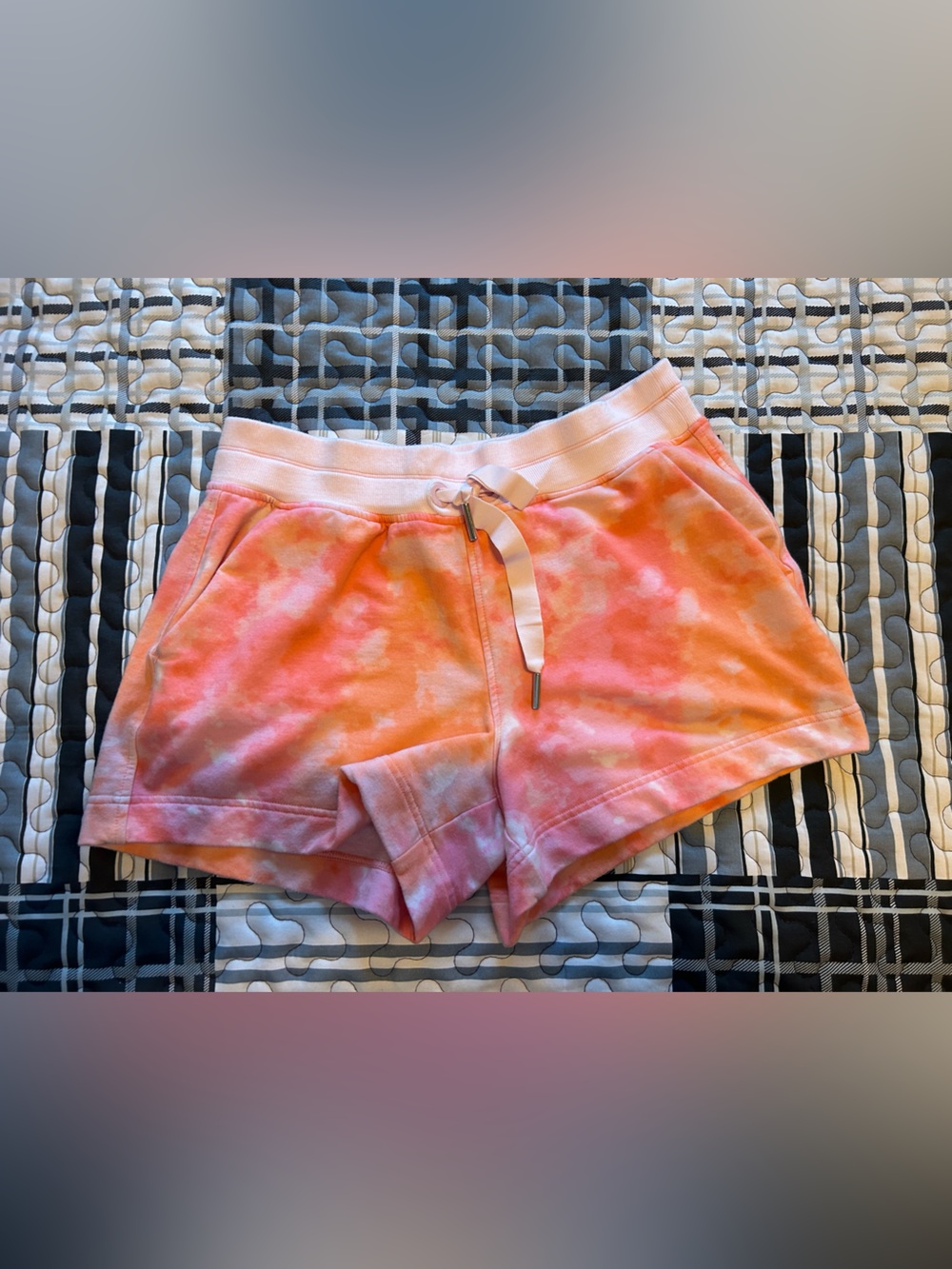 Athleta Pink-Orange Tie-Dye Athletic Lounge Shorts